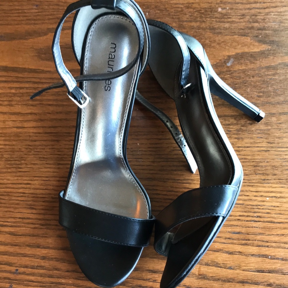 Maurices black ankle strap high heeled sandal